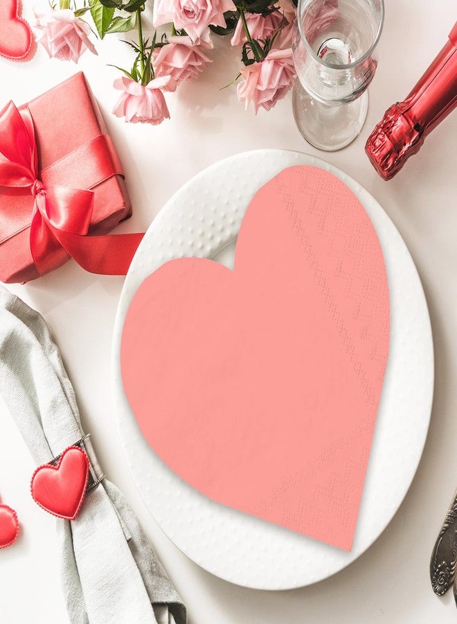 JarThenaAMCS مناديل ورقية على شكل قلب من JarThenaAMCS، ١٠٠ قطعة، لعيد الحب، ٥ ألوان وردية، مناديل غداء، مناديل عشاء للاستخدام مرة واحدة على شكل قلب، مثالية لحفلات الذكرى السنوية - Image 5